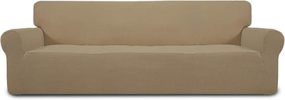 Easy-Going Stretch 4 Seater Oversized Sofa Couch Cover Tan | 1-Piece Extra by Easy-Going