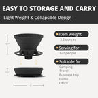 Collapsible Coffee Dripper, Silicone Reusable Coffee Filter Holder, Pour Over Coffee Dripper for Camping, Business Trip, Single Pour Over Coffee Maker (Black)