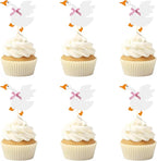 12PCS Silly Goose Cupcake Toppers, Funny Goose Birthday Cake Decorations White Goose Baby Shower Theme Decorations Party Supplies for Baby Boy Girls Birthday Party Decorations