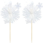 Gyufise 20Pcs Foil Firework Cupcake Toppers Sparkle Tinsel Cake Toppers Tinsel Drink Cake Decoration Cocktail Picks for Birthday Wedding Graduation Party Supplies White