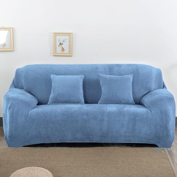 vctops 4 Seater Velvet Plush Stretch Sofa Slipcover 1-Piece Sofa Cover by vctops