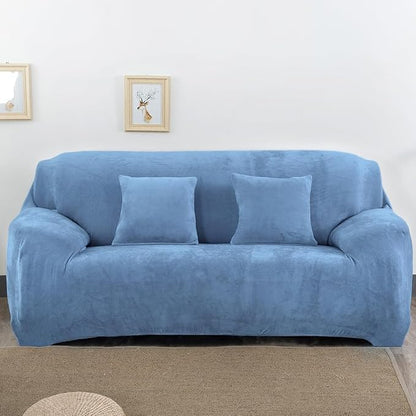 vctops 4 Seater Velvet Plush Stretch Sofa Slipcover 1-Piece Sofa Cover by vctops