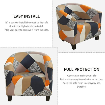 SearchI Club Chair Slipcover Stretch Barrel Chair Covers Printed Tub Chair - Image 6