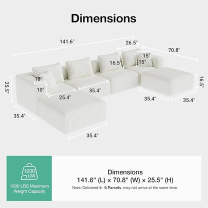 Novilla 141" Modular Sectional Sofa, Modern Cloud Sectional Couch - Image 2