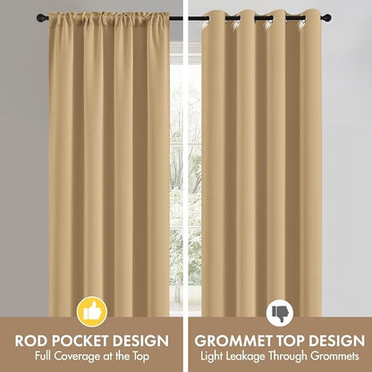 MIULEE Dark Beige Blackout Curtains 4 Panels Set 72 Inch Length Bedroom | - Image 8