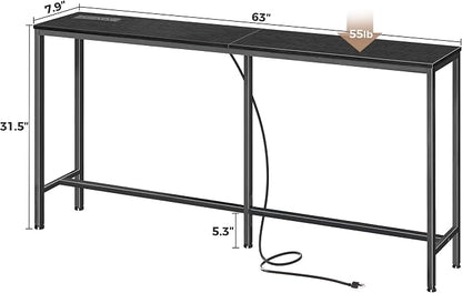 SUPERJARE Console Table with Outlet, 63 Inch Sofa Table with Charging Station - Image 3