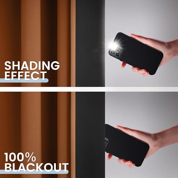 SimpleHome Orange 100% Blackout Curtains Room Darkening Living Room 84 Inch | - Image 4