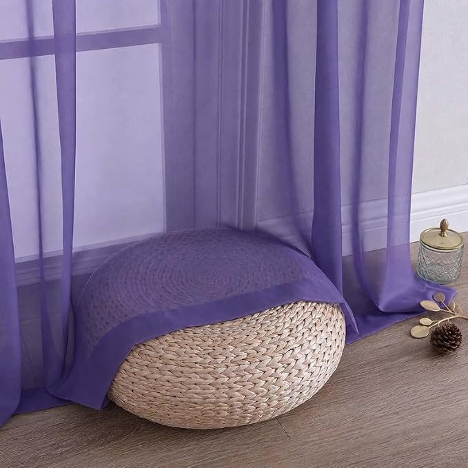Purple Sheer Curtains 78 Inches Long 2 Panels - Image 6