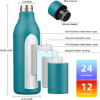 BJPKPK Insulated Water Bottles, 25 oz Stainless Steel Metal Water Bottle with Strap, BPA Free Leak Proof Thermos, Mugs, Flasks, Reusable Water Bottle for Sports & Travel, Lake Blue