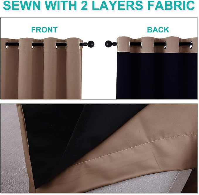 NICETOWN Blackout Curtains 80 inches Long, Full Light Blocking Drapes - Image 5