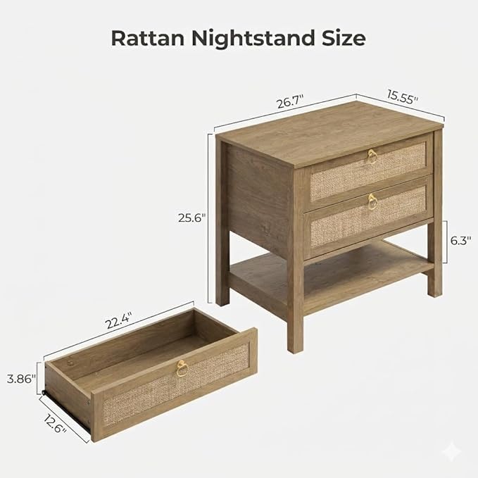 SICOTAS Night Stands Set of 2 for Bedroom, Large Bedside Tables - Image 2