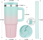 BJPKPK 30 oz Stainless Steel Tumbler With Handle Insulated Tumblers With 2 Straw Travel Coffee Mug With Lid,Bubble Gum