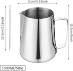Milk Frothing Pitcher 50oz/1500ML- Espresso Steaming Pitcher Stainless Steel Milk Frothing Pitcher Cappuccino Latte Art Coffee Machine Accessories Milk Jug Milk Frother Cup