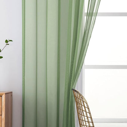 MIULEE Sage Sheer Curtains for Living Room 54 X 72 Inches, 2 Panels | Solid - Image 5