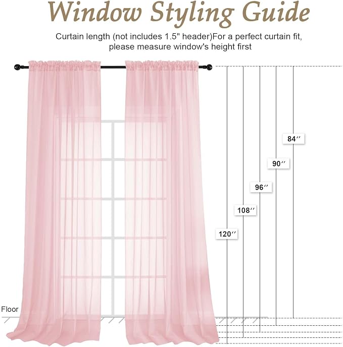 Blush Pink Bedroom Curtains 96 Length - Image 2