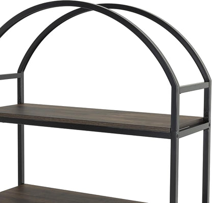 Nathan James Haven Etagere Bookshelf, 5-Shelf Bookcase in Nutmeg Wood and Black - Image 5