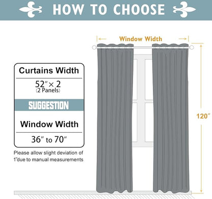 ChrisDowa Blackout Curtains for Bedroom and Living Room 120 Inches Long | 2 - Image 6
