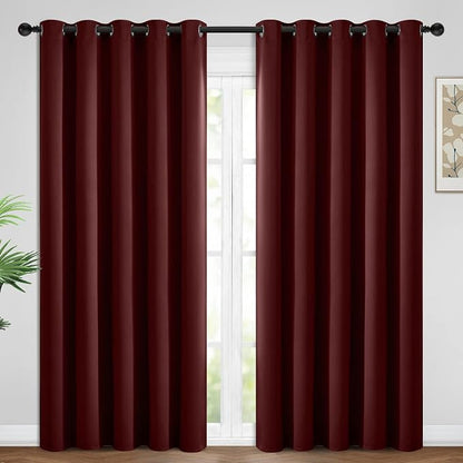 Yakamok Room Darkening Curtains 62x84 inch Length Burgundy Red-Living Room | 2 by Yakamok