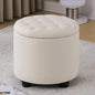 Furniliving Upholstered Button Tufted Round Ottoman, PU Storage Ottoman Round by FurnilivingFurnitureforHome