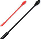 Mini Spatula Silicone Spatula Set - 2pcs Small Makeup Scrapers for Cosmetics, Reusable Beauty Tiny Tools, Thin Jar Scraper, Get Last of Makeup Out, Black and Red