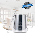 Milk Frothing Pitcher 12oz, Espresso Steaming Pitchers 350ml, Frother cup, Coffee Cappuccino Latte Art,304 Stainless Steel Jug with Decorating Art Pen