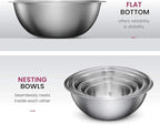 Stainless Steel Mixing Bowl Set, Nesting Bowls for Kitchen Baking, Cooking, Prepping, Kitchen Food Storage Organizers, No Lids (6 Pack)