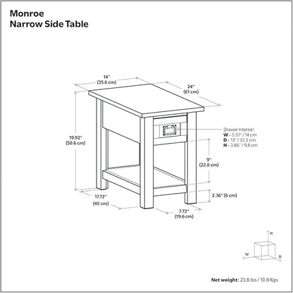SIMPLIHOME Monroe Narrow Side Table – 14 inch Wide Solid Acacia Wood End Table - Image 3