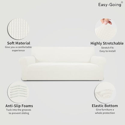 Easy-Going Stretch Oversized Sofa Couch Slipcover Washable Cream | 1-Piece - Image 4