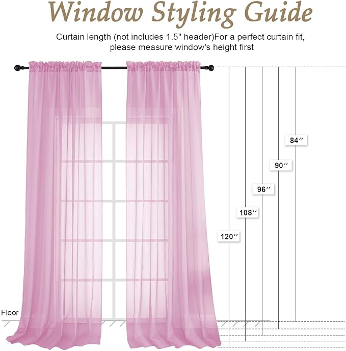 Light Pink Sheer Curtains 120 Inches Long 2 Panels Set, 59 Inch Extra Wide Soft - Image 7