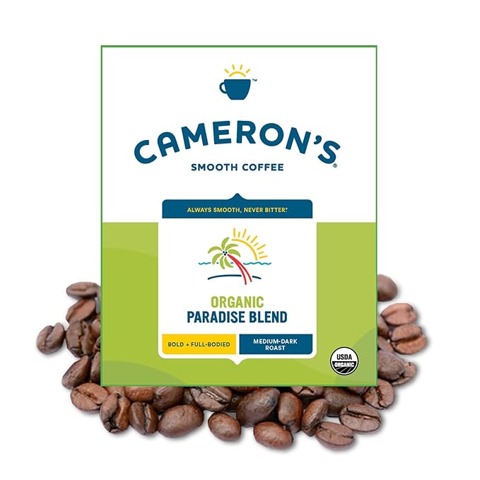 Cameron's Coffee Roasted Whole Bean Coffee, Organic Paradise Blend, 4 Pound
