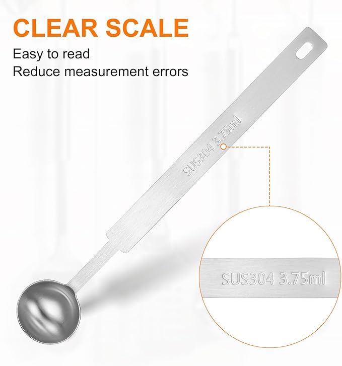 HARFINGTON Single Measuring Spoon 3/4tsp (1/4tbsp, 3.75ml) Teaspoon/Tablespoon 430 Stainless Steel Single Tiny Square Bowl Measuring Spoon Long Handle Measure Scoop