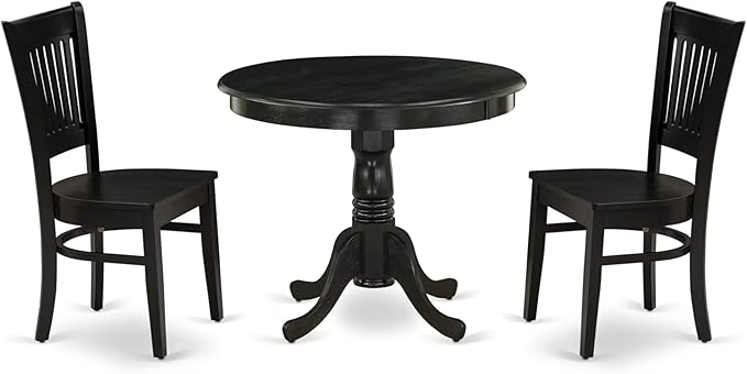 East West Furniture ANVA3-BLK-W 3 Piece Kitchen Table Set by EastWestFurniture