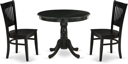 East West Furniture ANVA3-BLK-W 3 Piece Kitchen Table Set by EastWestFurniture