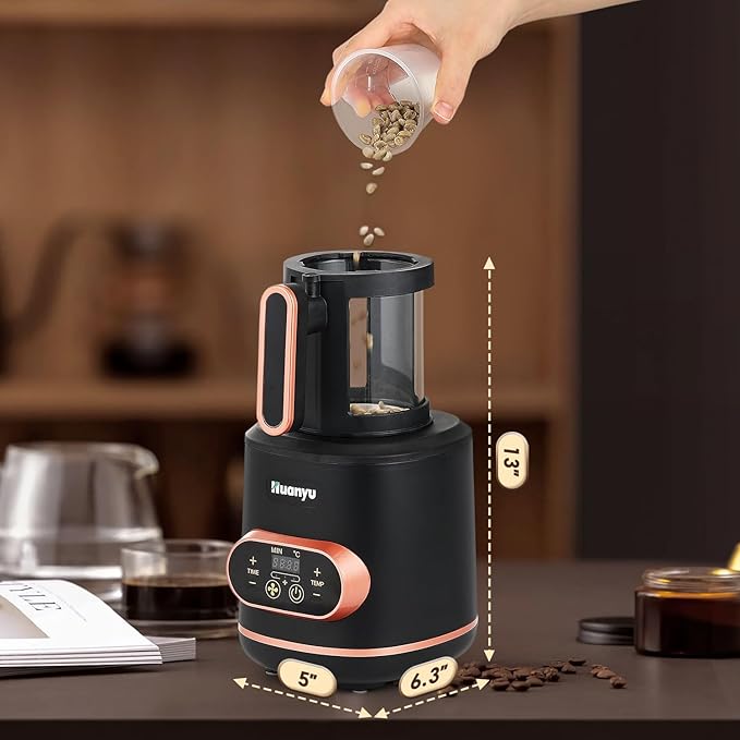 Huanyu Coffee Bean Roaster 100g with Timer Coffee Roasters for Home Use with Adjustable Heating and Cool Setting Electric Roaster 1500w 110v