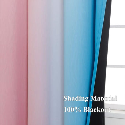 Pink and Blue Ombre Curtains for Bedroom 63 Inch Long | Room Darkening Curtains - Image 5