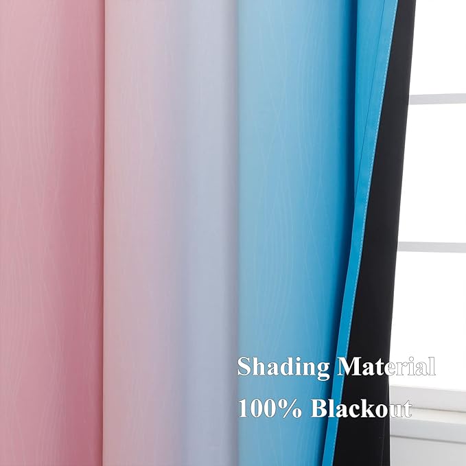 Pink and Blue Ombre Curtains for Bedroom 72 Inch Long | Room Darkening Curtains - Image 5