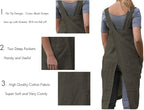 Women's Pinafore Square Apron Baking Cooking Gardening Works Cross Back Cotton/Linen Blend Dress with 2 Pockets