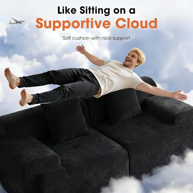 83.5" Boneless Loveseat with Ottoman, Cloud Comfy Couches - Image 4