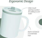 Copco Iconic 16oz Double Wall Insulated Desk Mug with Lid & Handle, Set of 2, BPA-Free Reusable Plastic, Spill-Proof, Microwave & Dishwasher Safe, Wide Mouth, Cup Holder Friendly (Grey)
