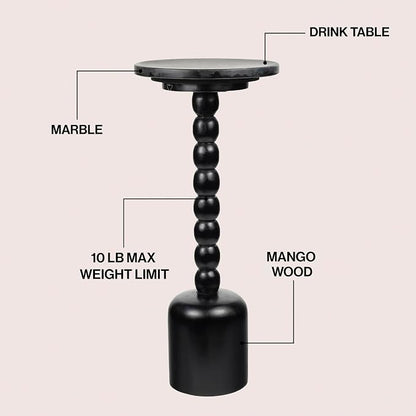 JONATHAN Y Turner 24.5" Black Mango Wood Round Drink Table, Tall Pedestal - Image 4