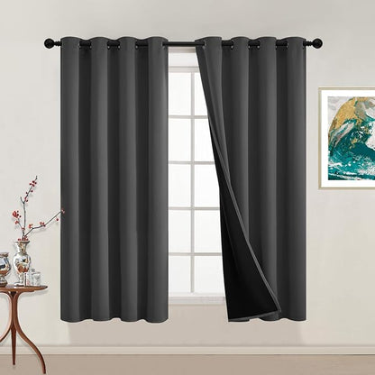 Yakamok Charcoal Grey 100% Blackout Curtains 54 Inches Long 52" Wide 2 PCS | by Yakamok