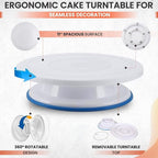Cake Decorating Tools Supplies Kit - 82Pcs Baking Accessories with Turntable Stand Leveler 12 Piping Tips 52 Bags Icing Comb Scrapers Spatulas Cupcake Cookie Frosting Fondant Bakery Set for Beginners