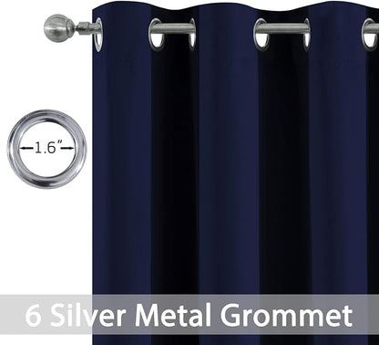 Yakamok Room Darkening Curtains 42x72 inch Length Navy Blue-Living Room | 2 - Image 2