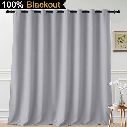 Yakamok Light Grey Blackout Patio Door Curtain Panels W100 x L108, 1 Panel | - Image 2