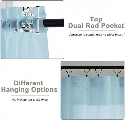 Sheer Curtains 84 Inches Long 2 Panels Set - Image 4