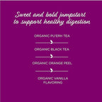The Tea Spot Organic Morning Mojo Black Tea with Vanilla and Citrus for Energy | Breakfast Blend of Pu'erh Tea, Black Tea, Orange Peel and Vanilla Flavor | 15 Tea Bags