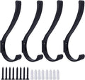 4 Pack Hanging Coat Hooks Wall Mount, Coat Hanger Wall Hangers, Metal Hooks for Hanging Heavy Duty, Screw in Hooks for Hanging Towels, Clothes, Backpack, Hat, Bag, Jacket, Key, Robe, Backpack Black