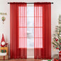 MIULEE 2 Panels Red Sheer Christmas Window Curtains 54 X 108 Inches | Solid by MIULEE
