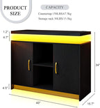 4 EVER WINNER LED Coffee Bar Cabinet, Sideboard Buffet Cabinets with Storage, Modern Cabinet with Charging Station, Black Coffee Bar for Kitchen, Dining Room