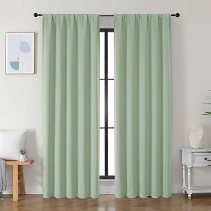 Simplebrand Ava Light Green Blackout Curtains by Simplebrand